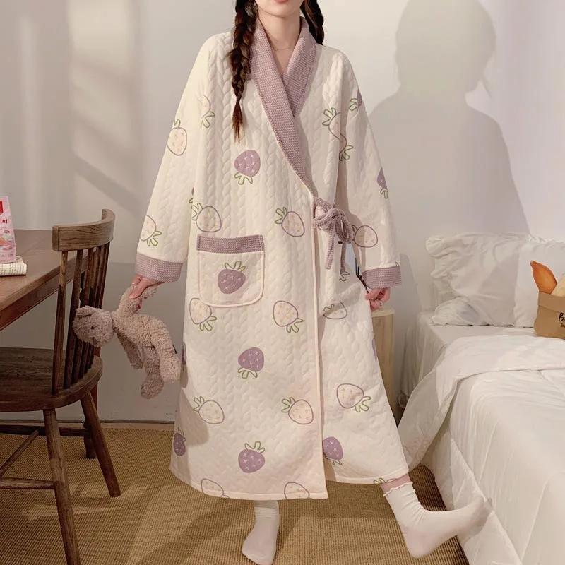 Pyjama de maternité thermique doux pour femme, chemise de nuit ample pour allaitement, robe de nuit