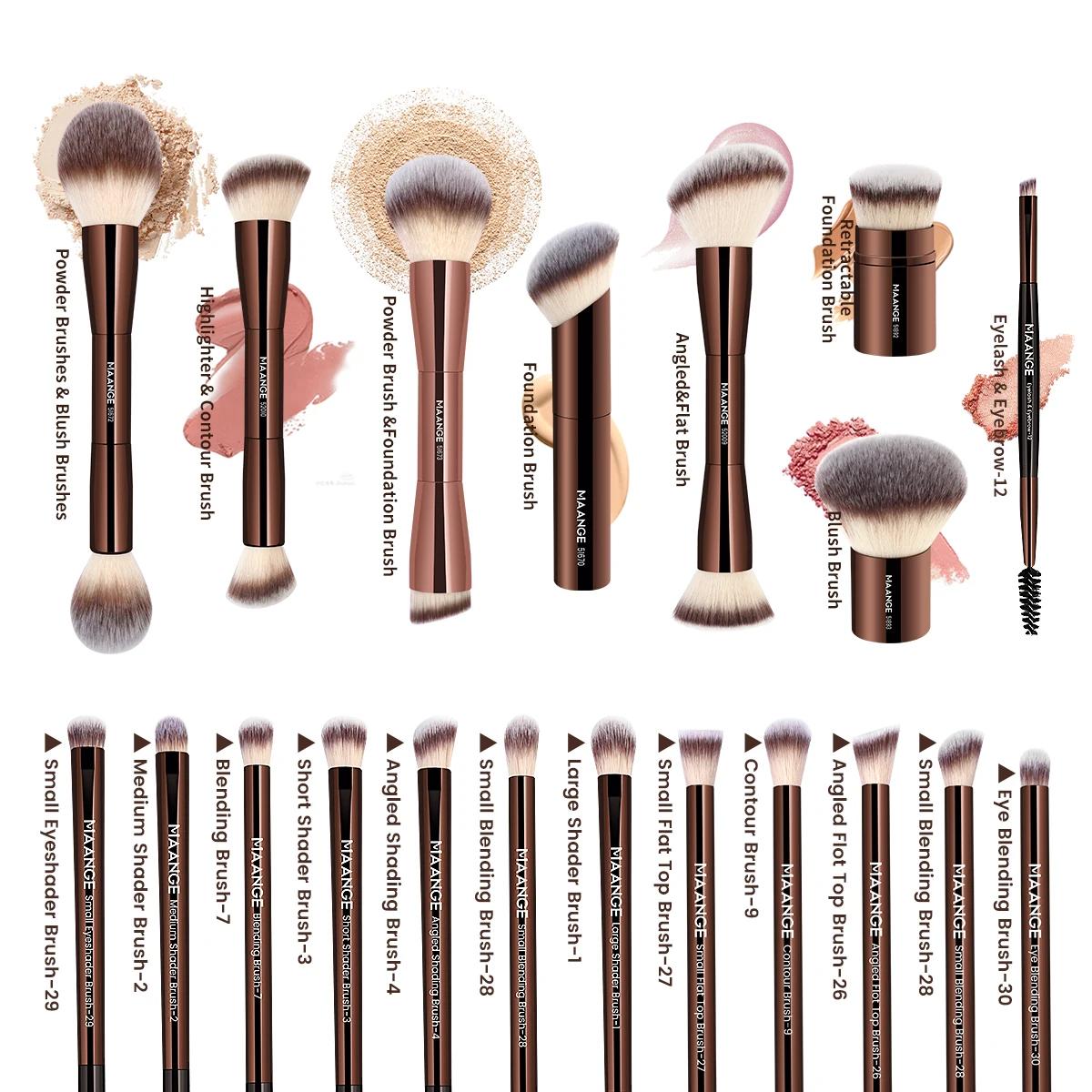 MAANGE 20 pièces/ensemble pinceaux de maquillage professionnels Double extrémité fond de teint corre