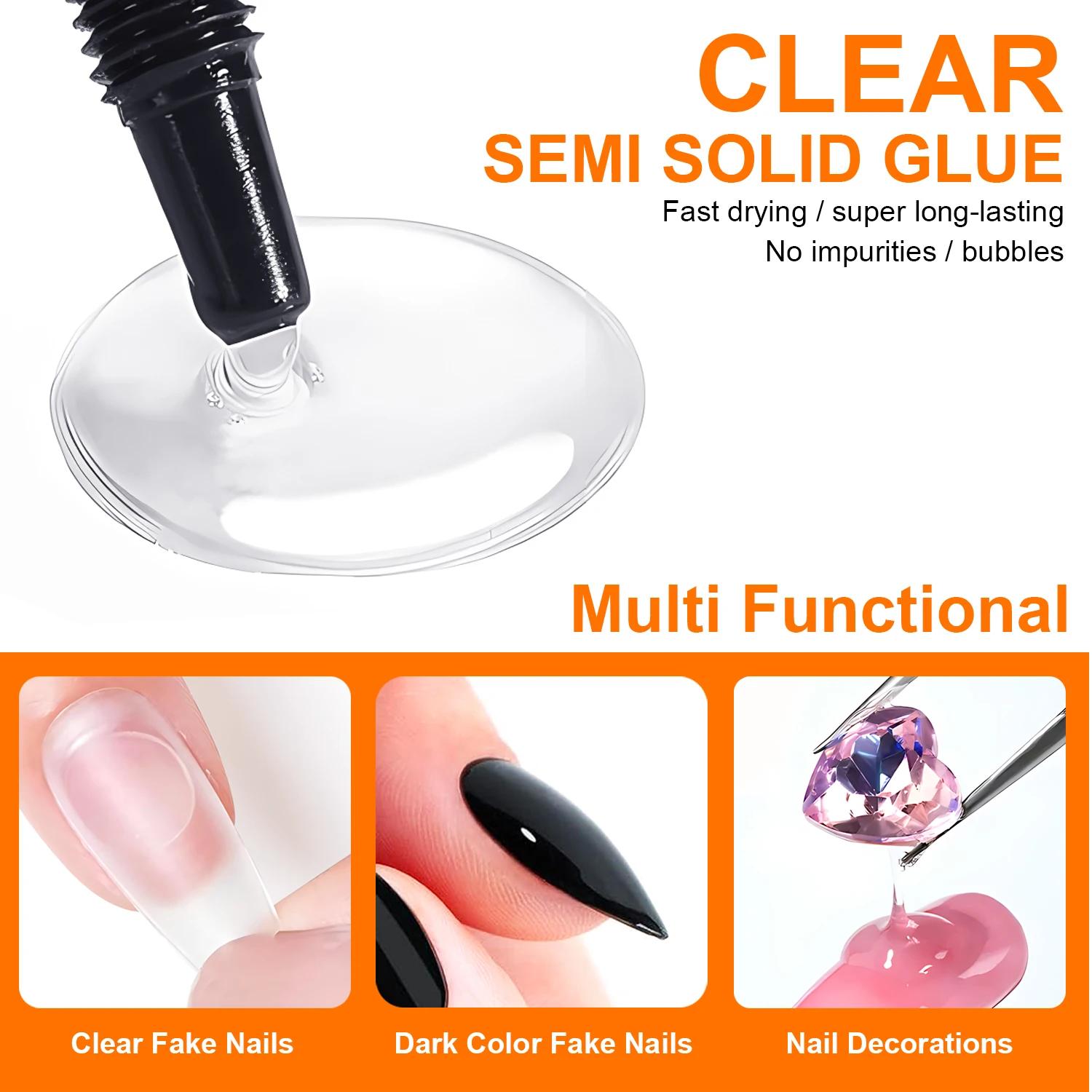 Colle pour ongles à séchage rapide, adhésif Semi-solide Super fort pour ongles à pression, strass, o
