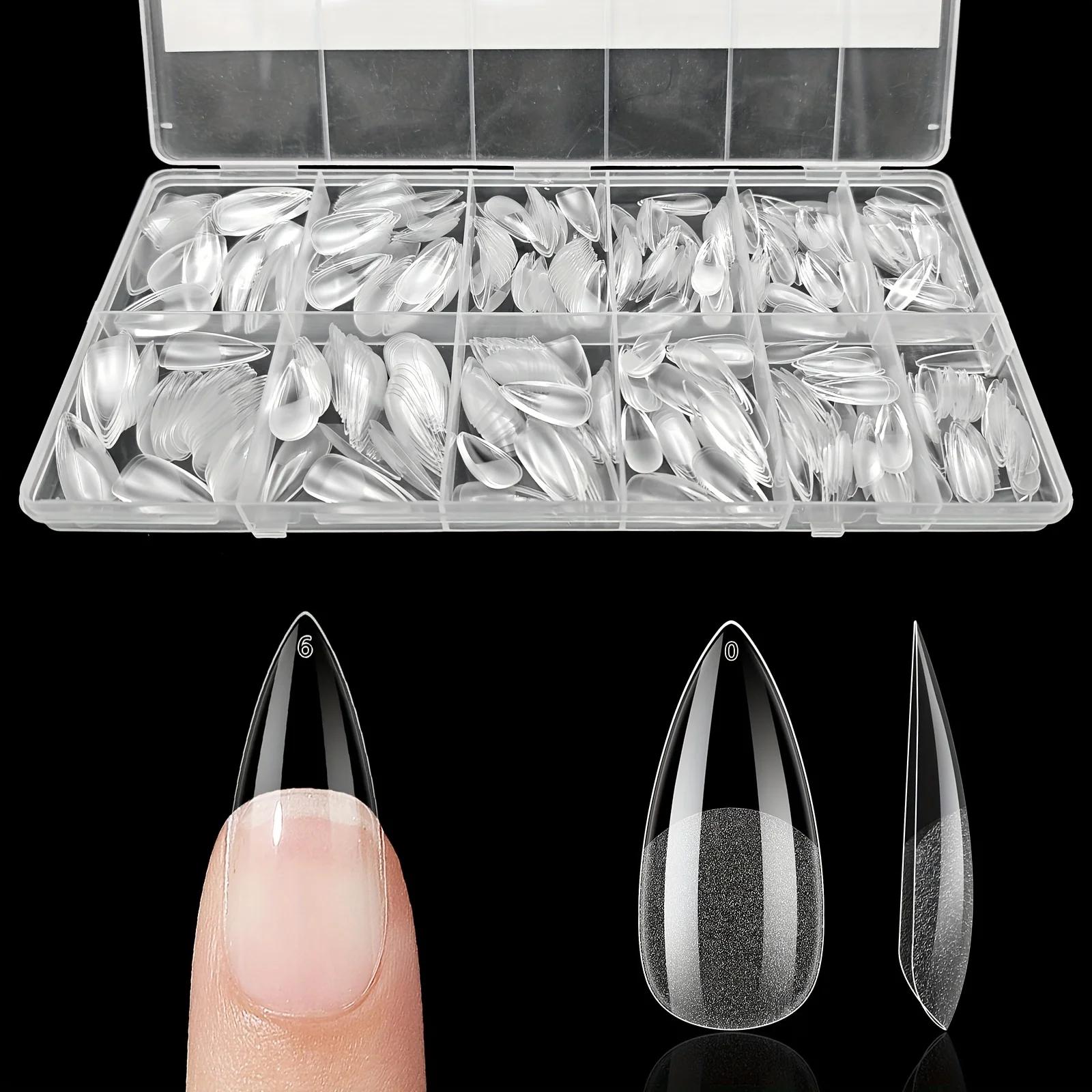 600 pièces faux ongles conseils finition Semi-mat amande cercueil français Stiletto formes carrées o