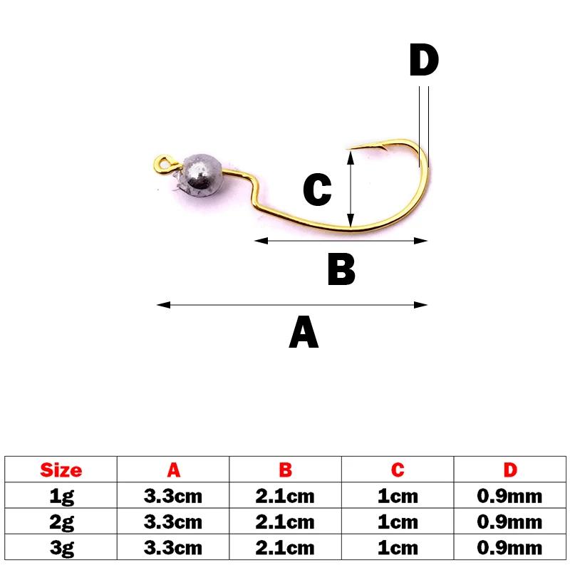 OUTKIT Jig Mini tête crochet 1g/2g/3g 10 pièces/lot crochet de pêche au roche leurre gabarit Grank c