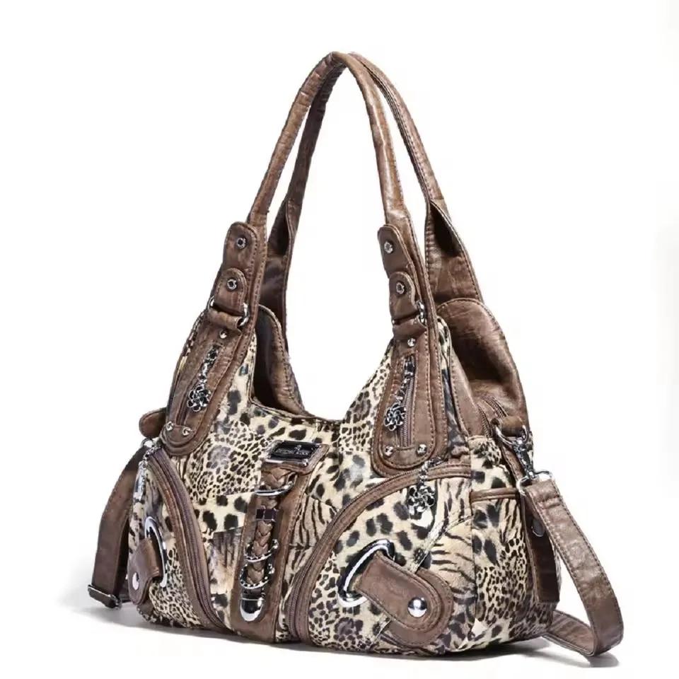 Sac à main polyvalent pour femme, sac à bandoulière léopard, sac à poignée supérieure, sacoche tenda