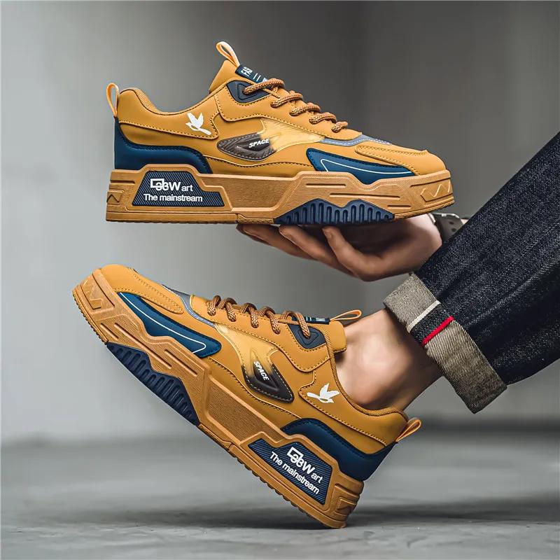 Chaussures de sport décontractées en cuir pour hommes, chaussures basses, chaussures de course, chau
