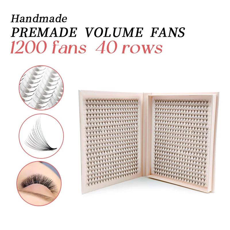1200 ventilateurs faux cils XXL Mega plateau mat Ultra foncé préfabriqué Volume ventilateur Base poi