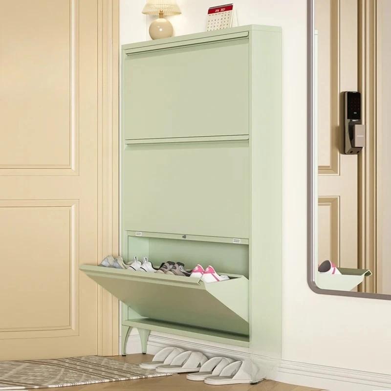  Armoire à chaussures en acier Ultra mince, gain de place, étagère à chaussures sur pied pour entré