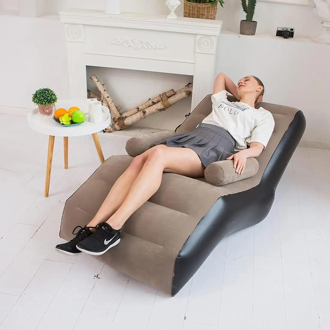 Canapé paresseux pliant, chaise longue gonflable, plis épais et durables, chaise longue de jeu compa