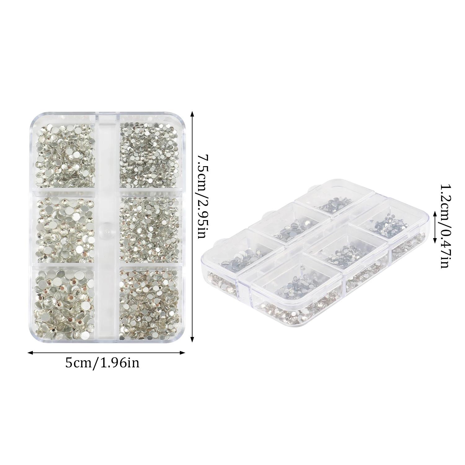 1 boîte de Strass pour ongles en cristal AB multi-tailles, pierres précieuses en diamant clair à fon