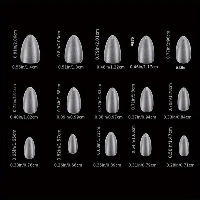 Boîte de 330 pointes d'ongles courtes en amande – Autocollants pour ongles en gel mat améliorés, san