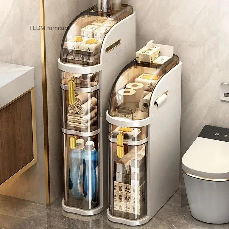 HOGap-Armoire de Rangement T1 pour Toilettes avec Couvercle Étanche, Installation Gratuite, Armoire
