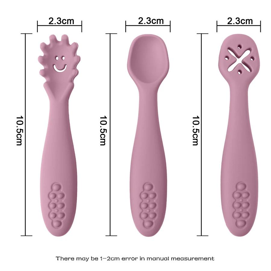 Cuillère fourchette en Silicone pour bébé, ensemble d'ustensiles d'alimentation, nourriture pour tou