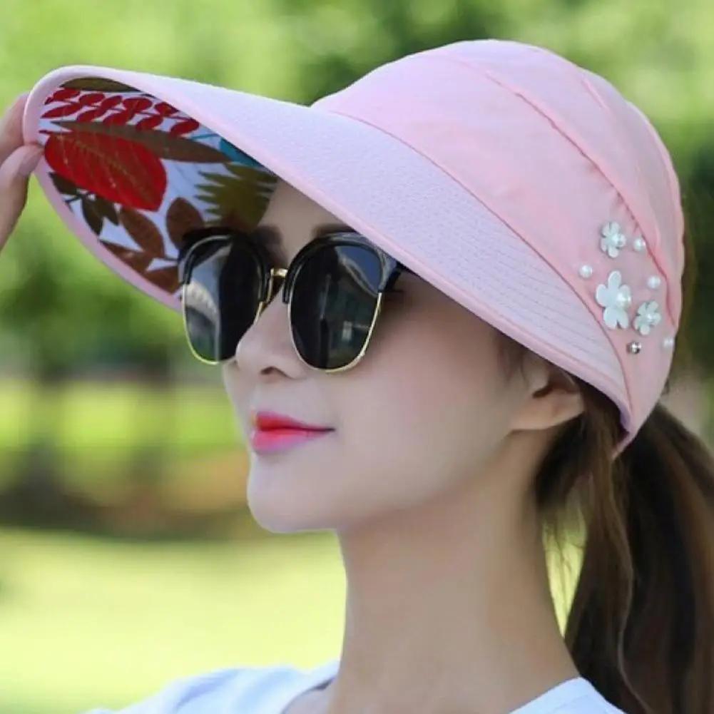 Chapeau de soleil pliable à large bord pour femmes, idéal pour les vacances d'été, anti-UV, visière