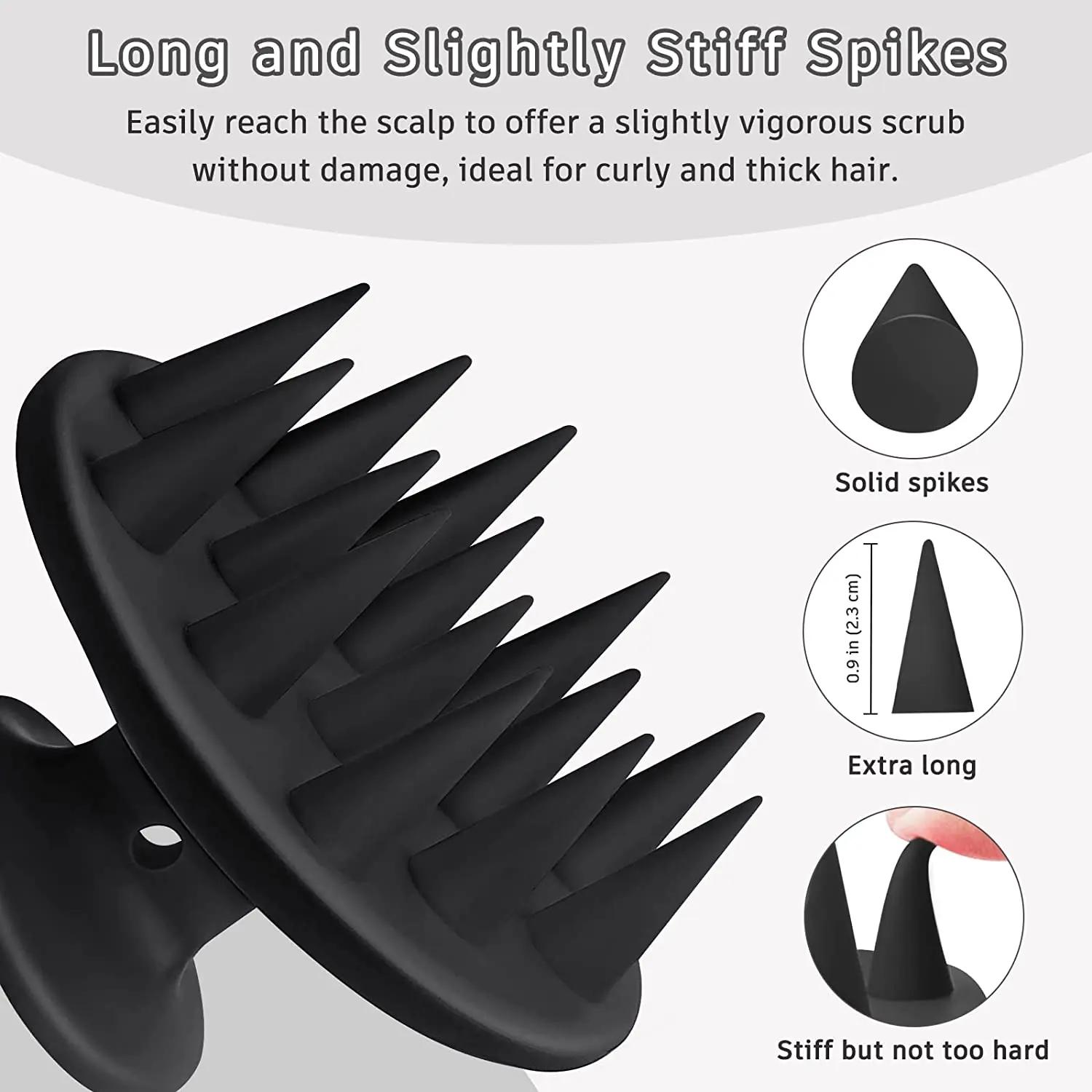Brosse à shampoing en Silicone, masseur de cuir chevelu, pointes longues et rigides pour cheveux lon
