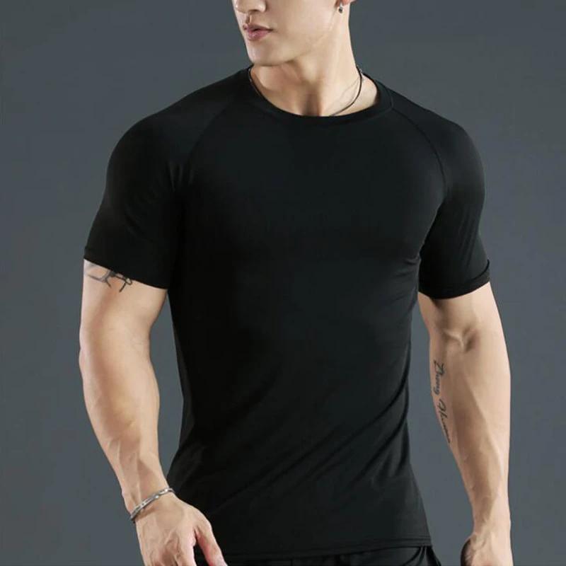 T-shirt de compression pour hommes course et fitness - Chemise serrée à séchage rapide pour jogging
