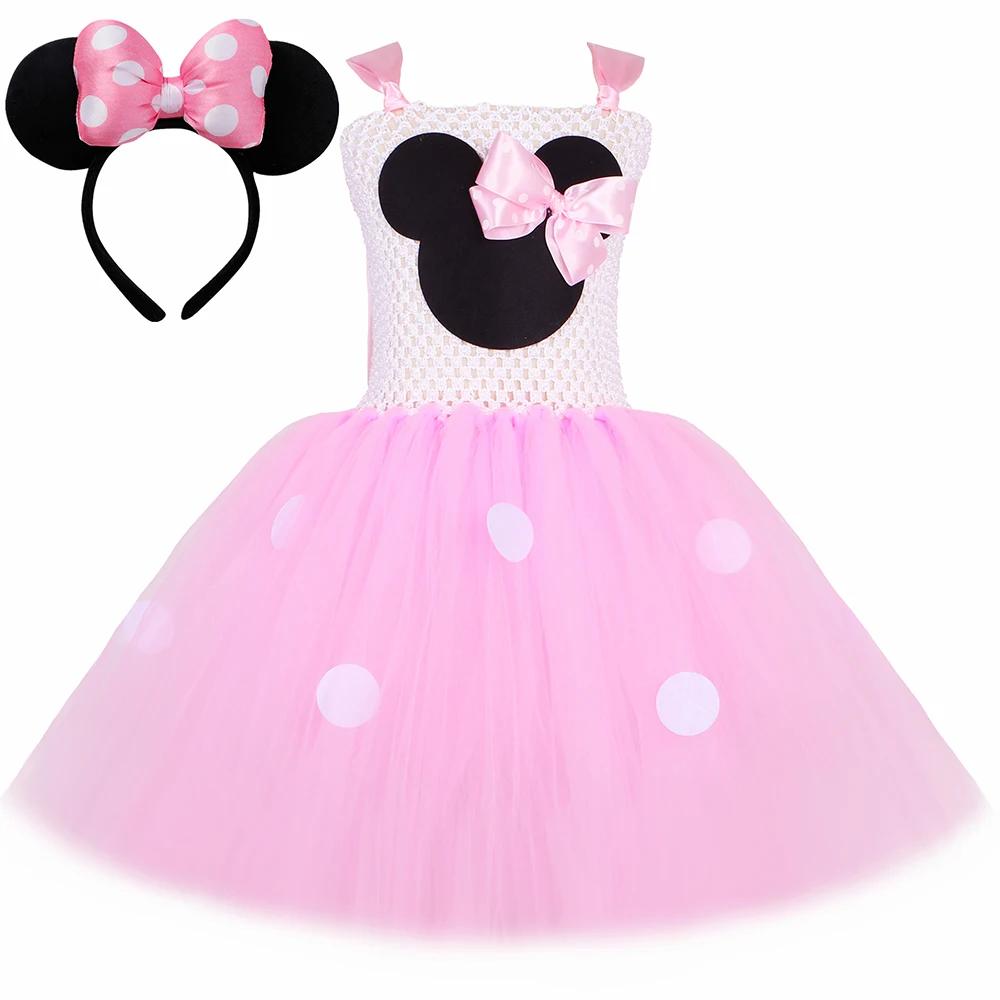 Filles rose rouge Minnie Tutu robe Costume à pois enfant en bas âge filles fantaisie princesse habil