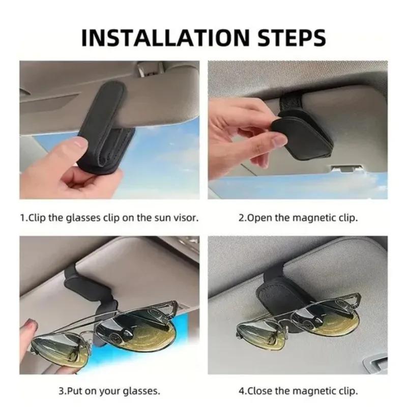 Support de lunettes de soleil pour pare-soleil de voiture, clip de carte de billet, multifonction, p