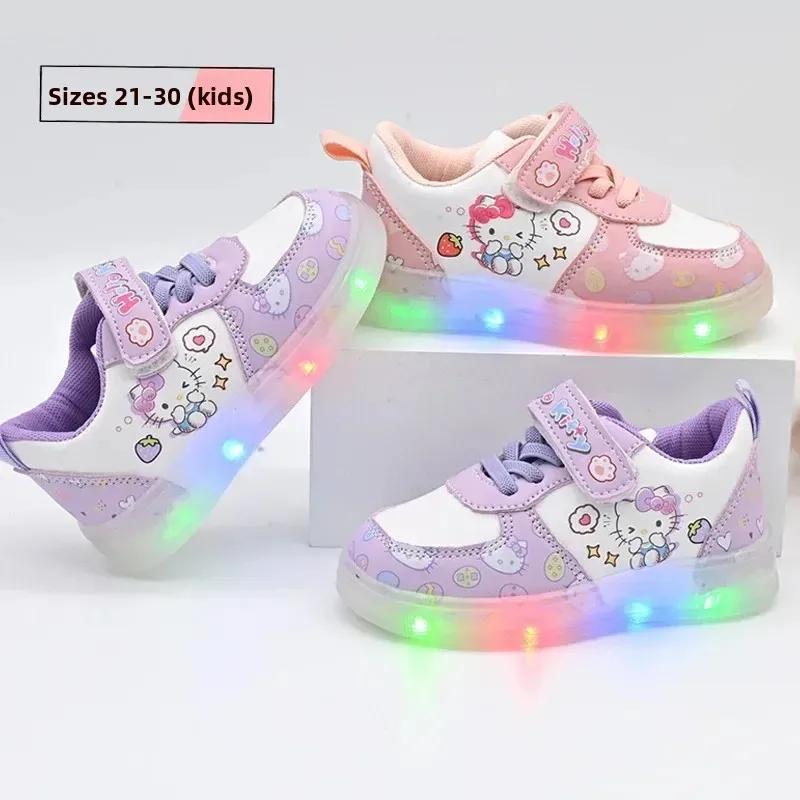 Chaussures décontractées d'été 2026 pour enfants, filles, à LED, motif dessin animé, en cuir PU, mod