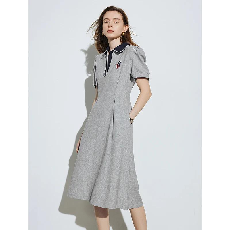 Robe de style académique pour femmes, jupe polo mi-longue, été, nouveau, 2024