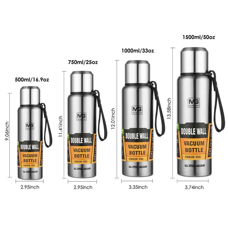 Bouteille Thermos en acier inoxydable 304, flacon sous vide de grande capacité, gobelet isolé avec c