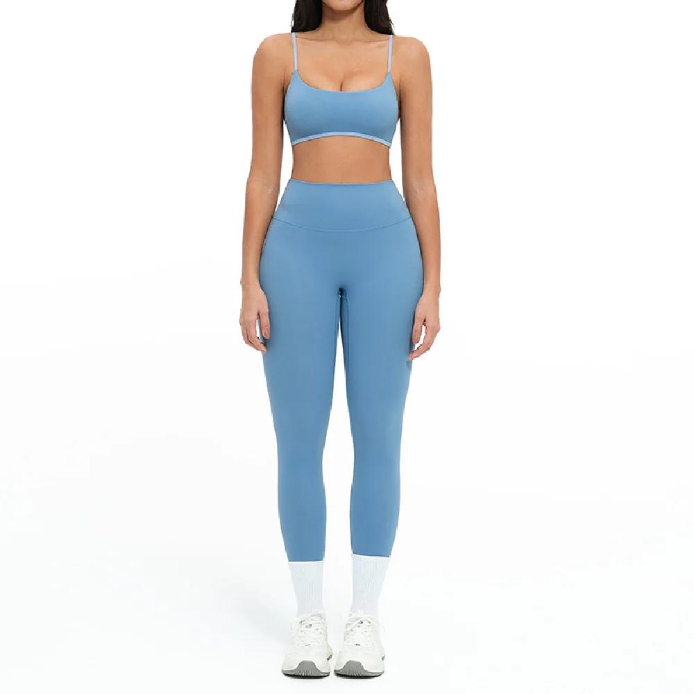 Ensemble de sport 2 pièces pour femme, tenue de yoga contrastée, vêtements de sport, ensemble d'entr