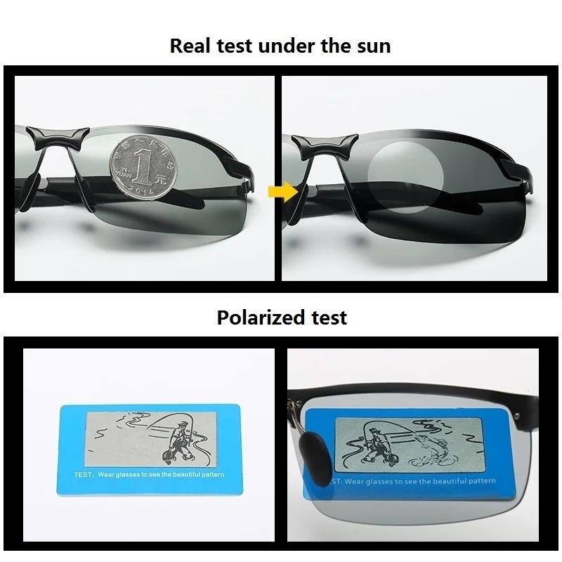 Lunettes de soleil polarisées photochromiques pour hommes, lunettes de conduite, lunettes de pêche c