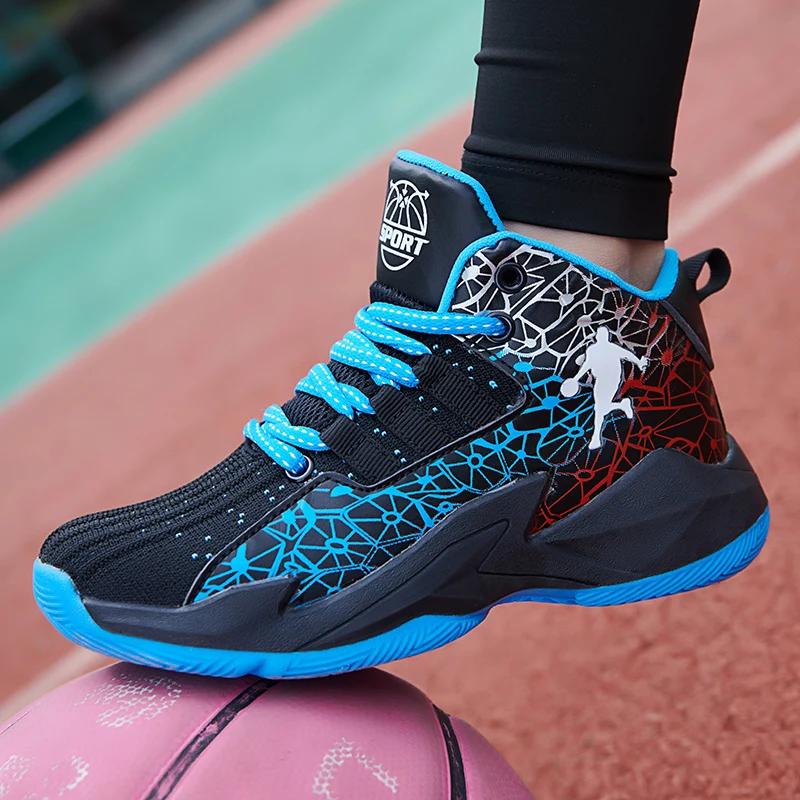 Chaussures de basket-ball pour enfants, baskets d'entraînement antidérapantes et respirantes, bottes