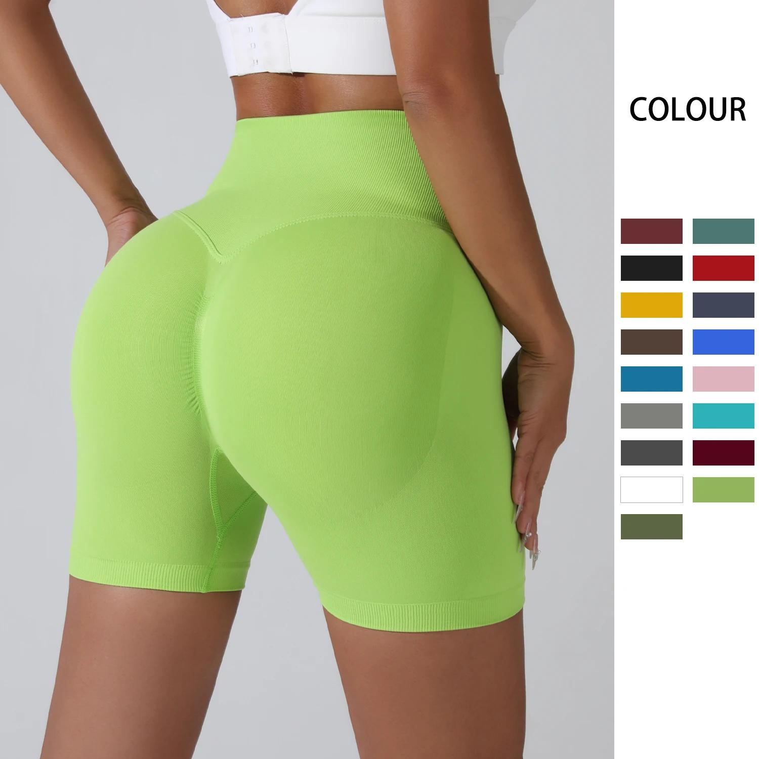 Short de yoga respirant taille haute femme - Collants courts pour course, cyclisme et entraînement sportif