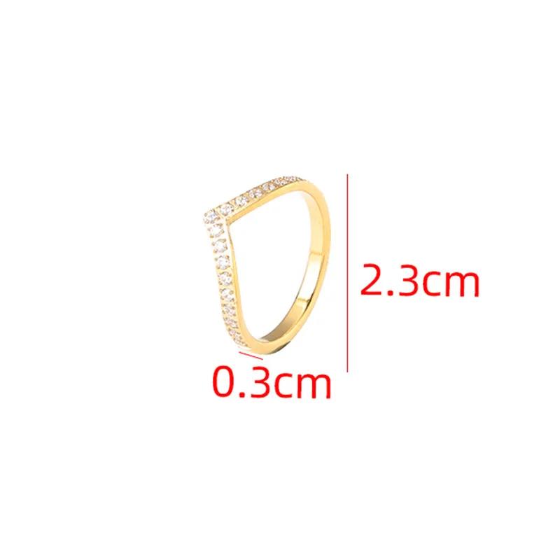 GD-Bijoux de doigt en forme de V pour femme, plaqué or 18 carats, acier inoxydable, cubique, contre-