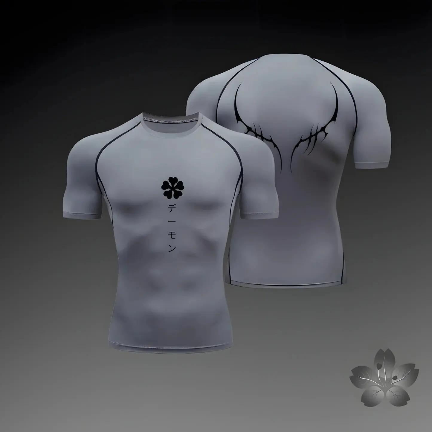 Hommes Compression chemise Anime Sport séchage rapide t-shirts de gymnastique Fitness athlétique sou