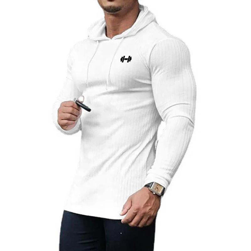 T-shirt à capuche homme sport mince côtelé : running, fitness, gym - confort et style classique