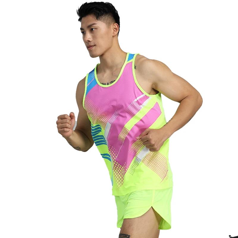 Survêtement homme jogging séchage rapide - Ensemble marathon gilet + short athlétisme fitness exercice