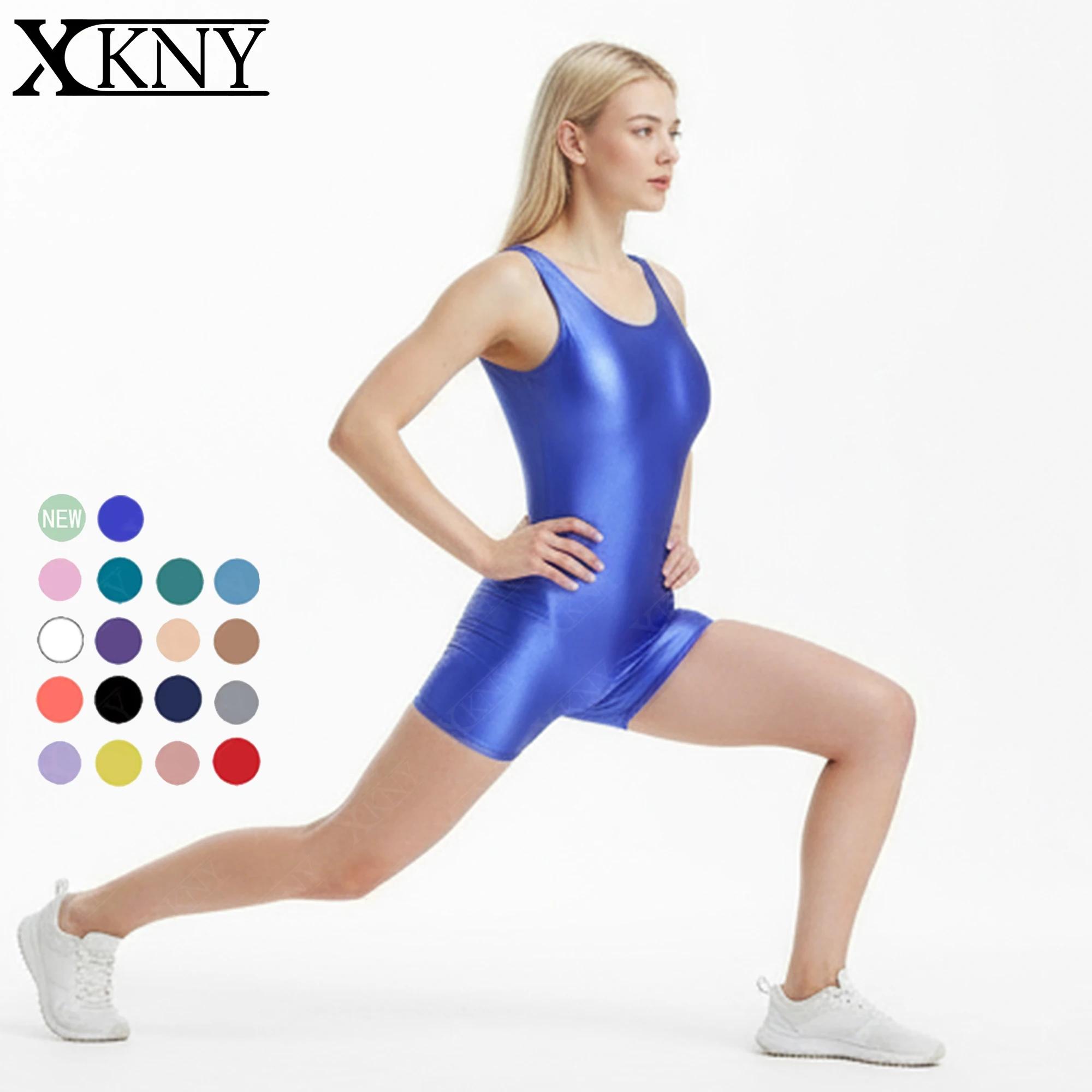 XClocKNYoung Collant satiné brillant Sexy Oil Glossy Combinaison une pièce Gilet Pantalon de sport C