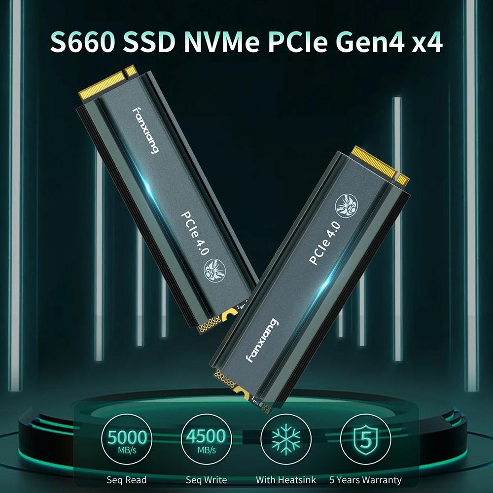 Fanxiang S660 M.2 SSD 500GB 1TB 2TB 5000MB/s M.2 NVMe PCIe4.0x4 SSD Disque SSD interne pour PS5/Play