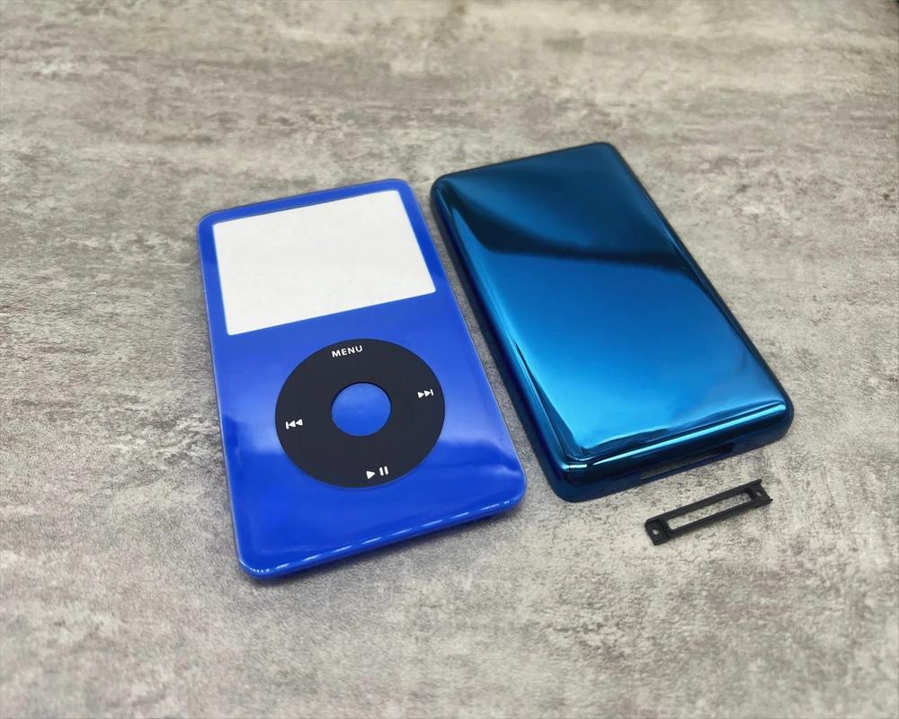Plaque frontale bleue, boîtier arrière noir, bouton central bleu pour iPod vidéo 5e génération, 30 g