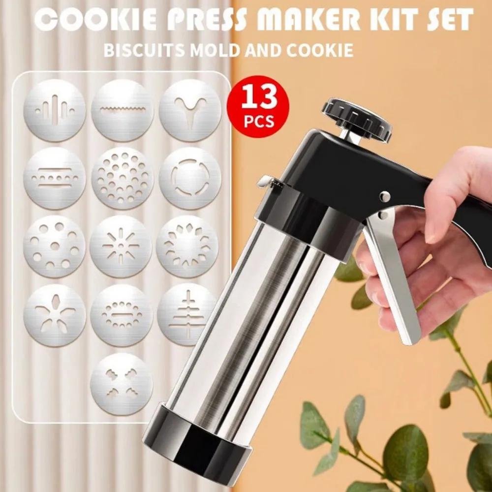 Pistolet à Biscuits en Acier Inoxydable, Outils de Cuisson, pour Décoration de Crème, de Gâteau, Mac