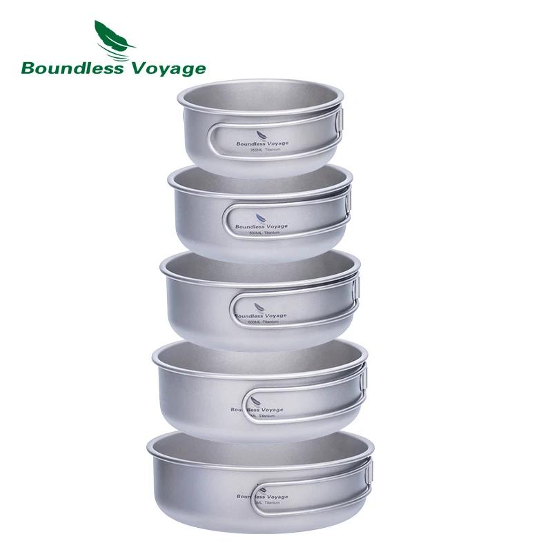 Casseroles en titane Voyage sans limite, bols, vaisselle avec poignée pliante, Camping de plein air,