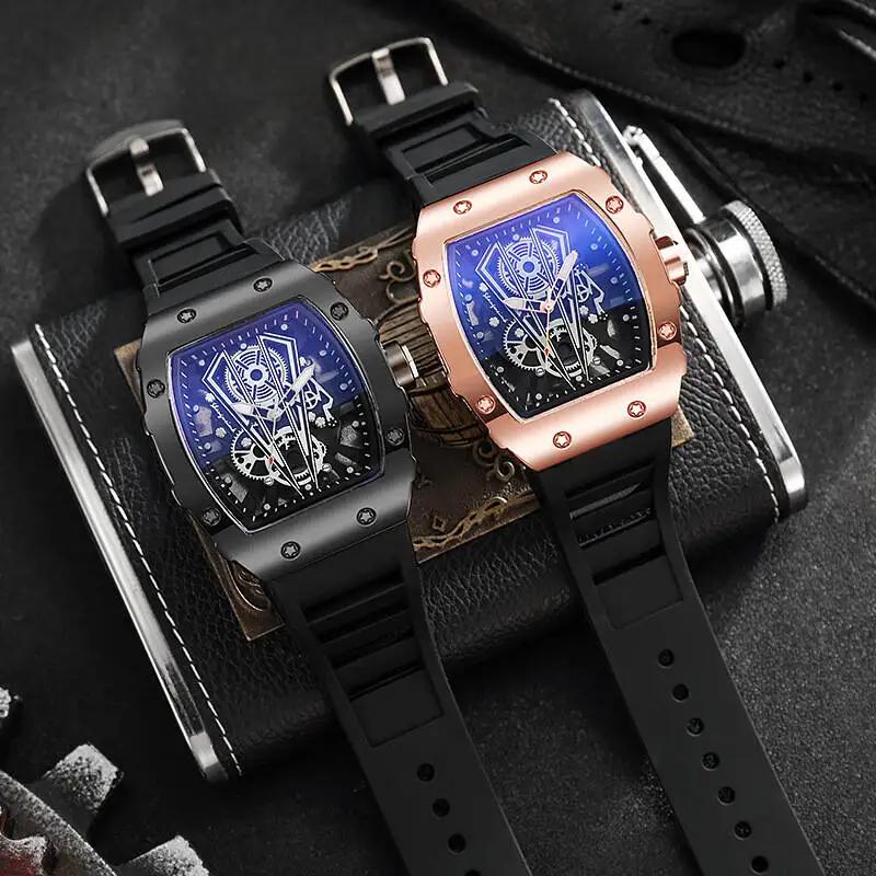 1/2 pièces de luxe grand cadran hommes montre à Quartz décontracté bracelet en Silicone hommes montr
