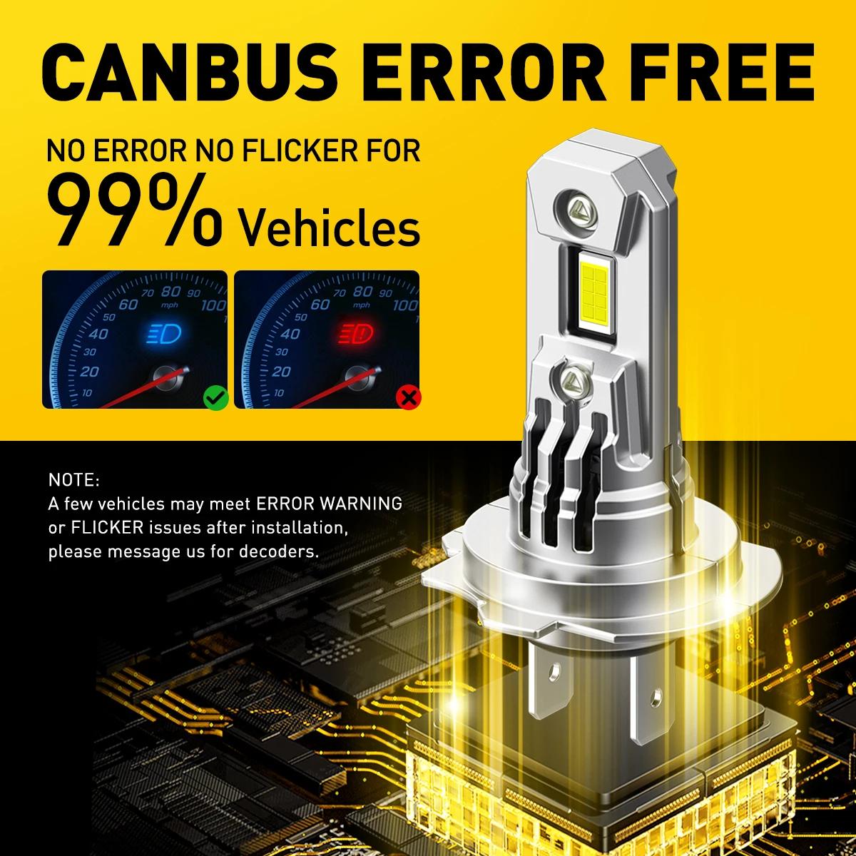 AUXITO 2 pièces meilleures ampoules LED Turbo H7 avec ventilateur puce CSP haute puissance 100W 2000