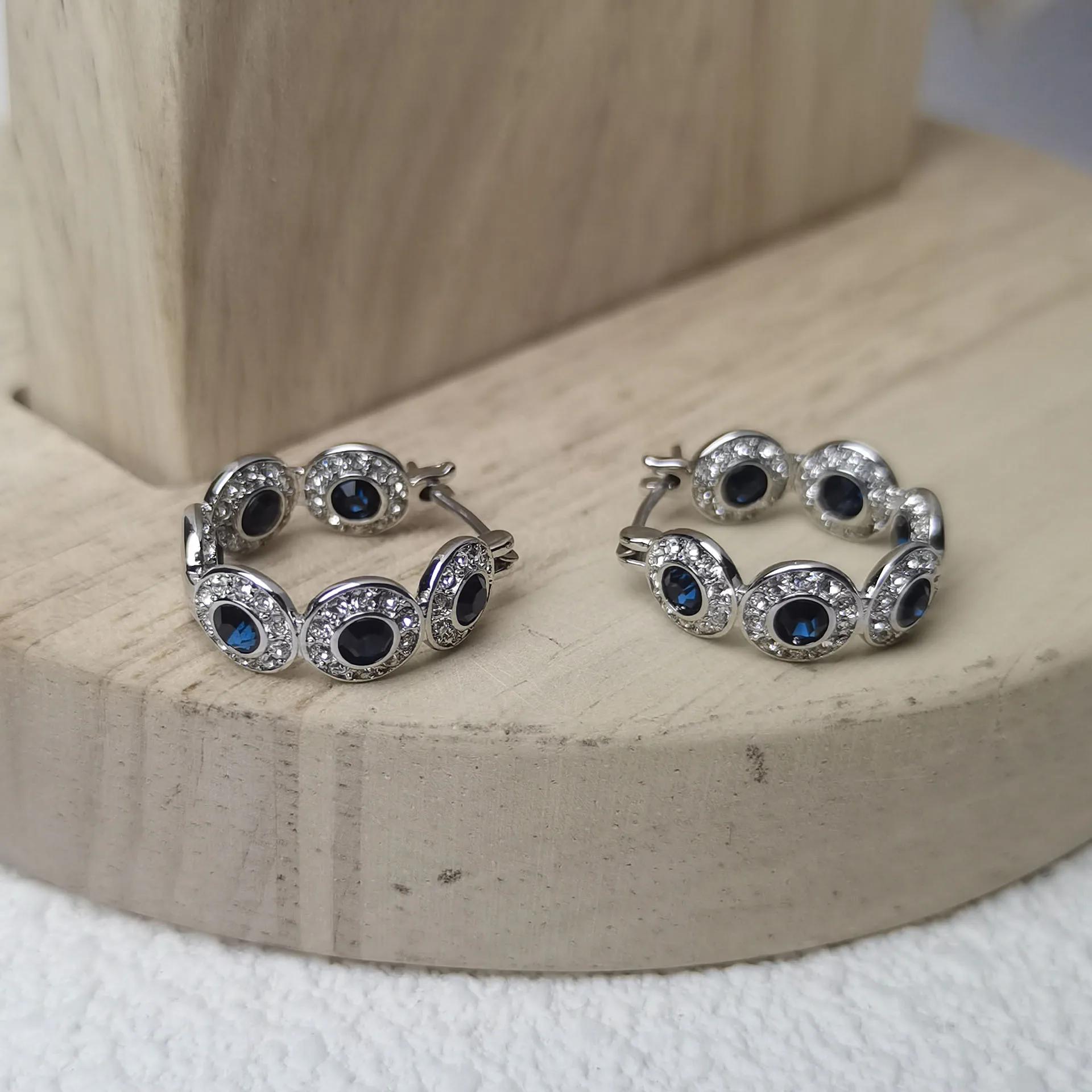 Ensemble de bijoux ronds en cristal, goutte d'eau, haute, à la mode, éblouissant, Bracelet, boucle d