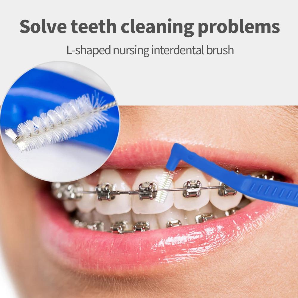 Brosse interdentaire coudée pour appareils orthodontiques, Micro brosse douce pour le nettoyage des