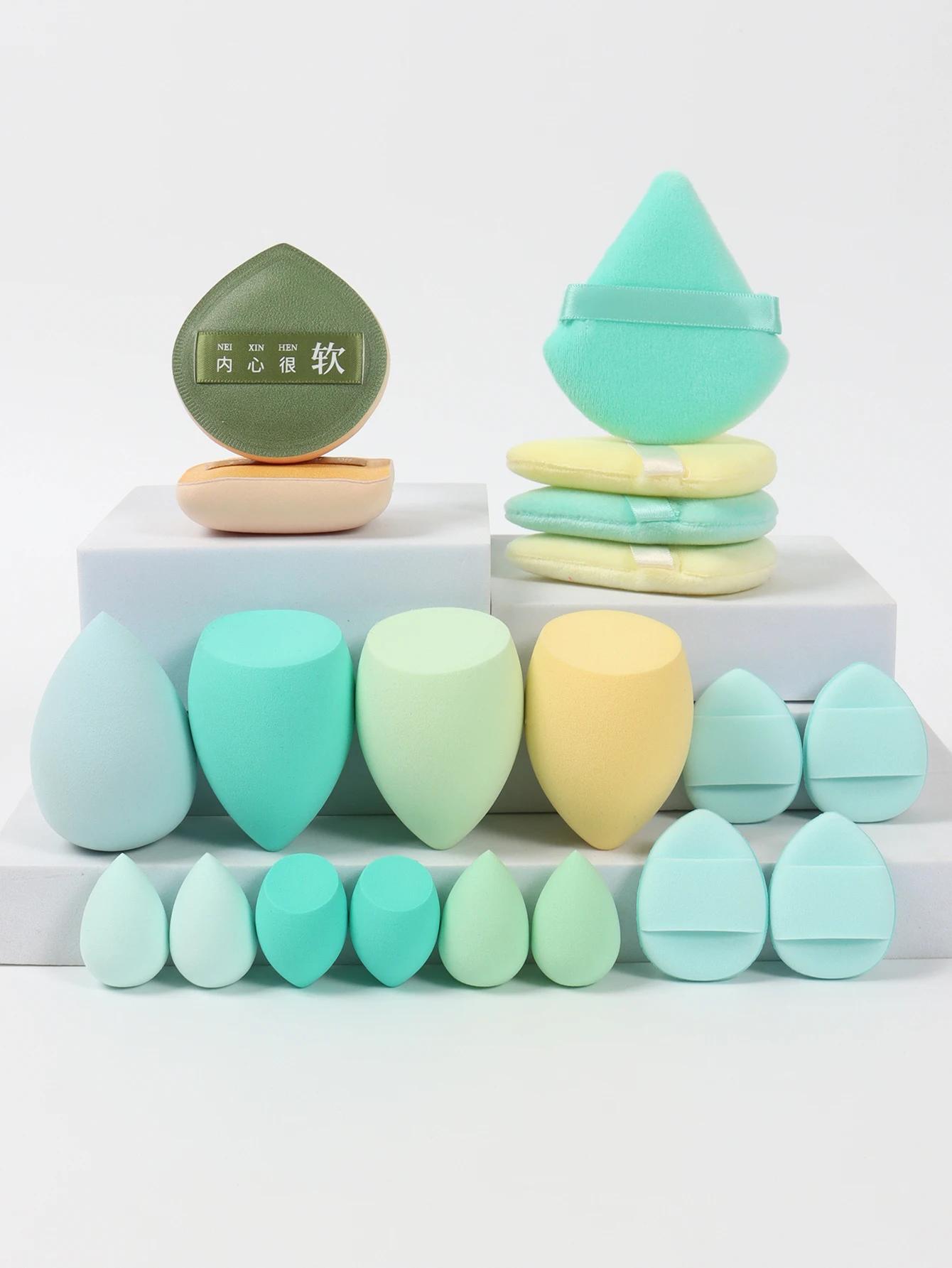 Ensemble d'éponges de maquillage et de bouffantes de maquillage roses, 20 pièces, adaptées à la crèm