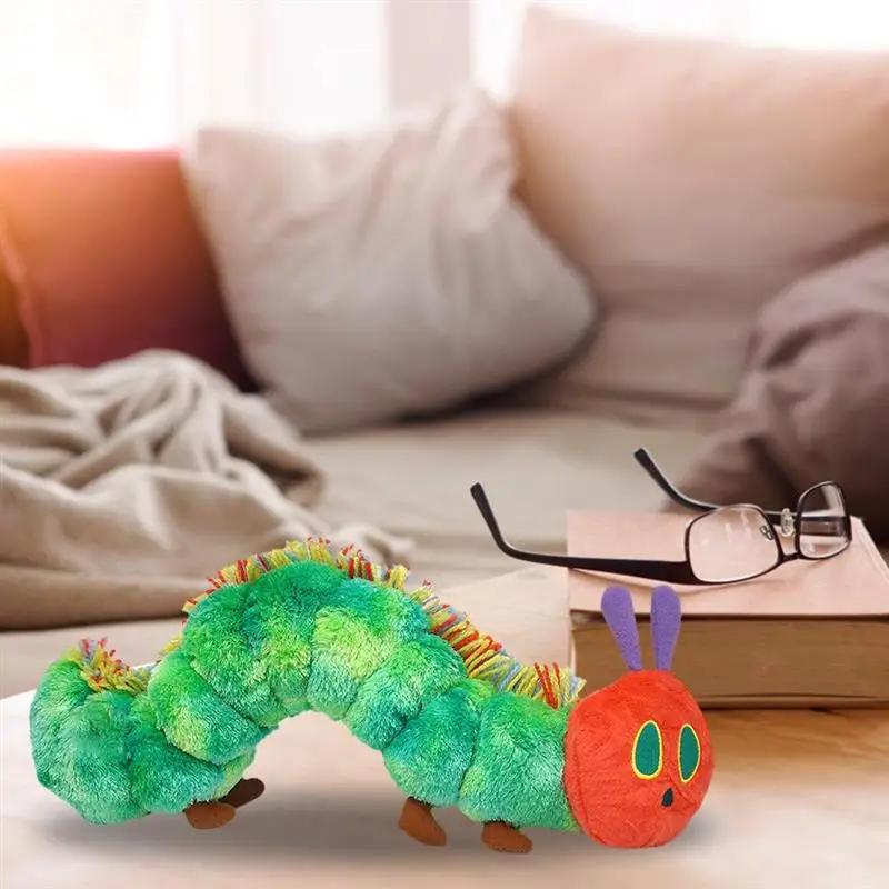 Jouet doux chenille de 22CM, poupées d'animaux en peluche en coton vert, joli cadeau créatif très af