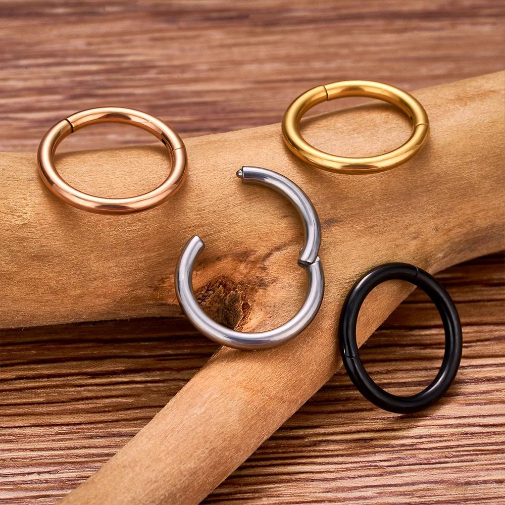 Lot de 10/50 anneaux de nez en titane G23 pour femme, bijoux de piercing, boucles d'oreilles rondes,