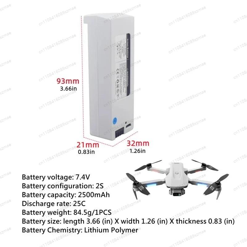 Batterie Lipo 7.4V 2500mAh et chargeur pour hélicoptère quadricoptère 4DRC F8 4D-F8, avion à axe pli