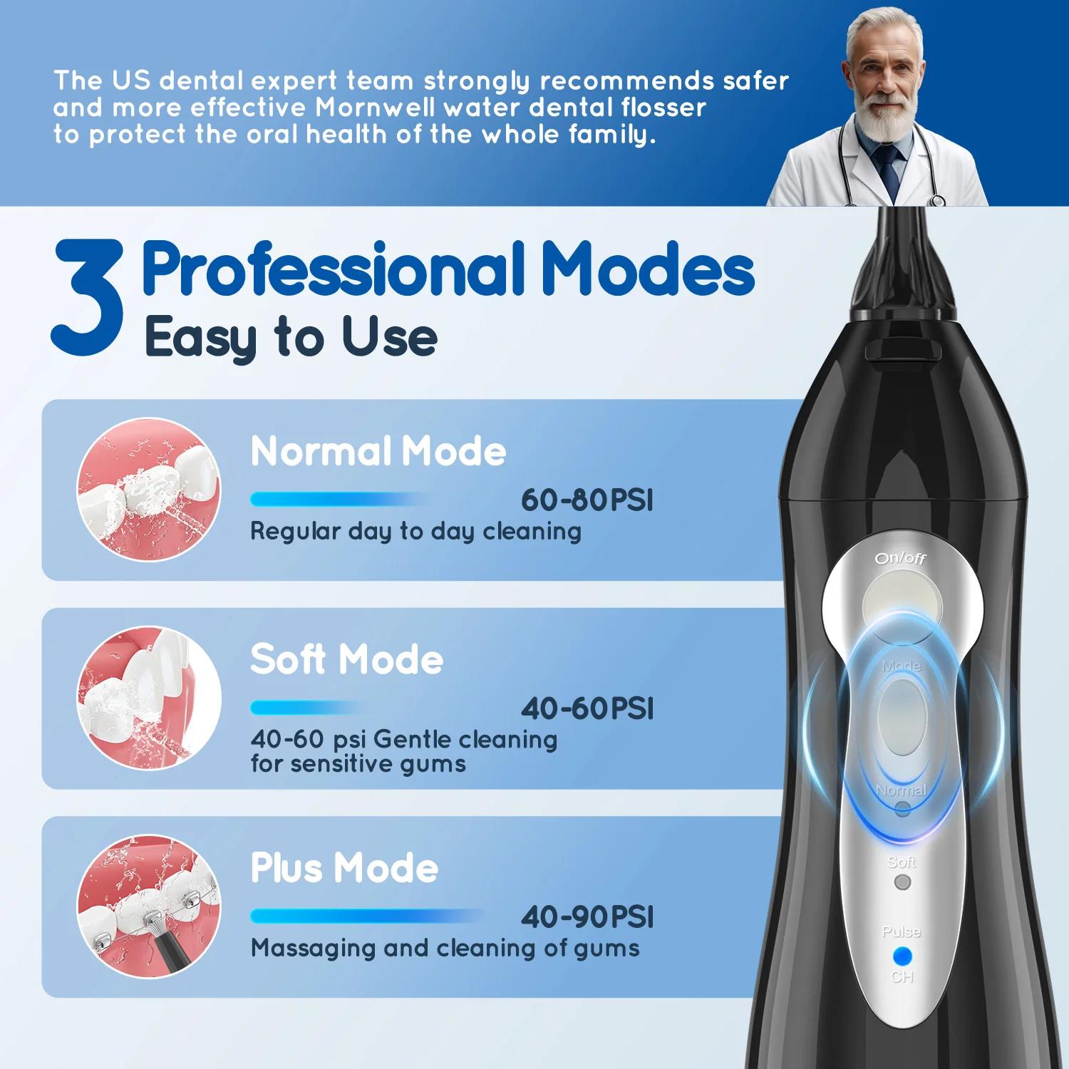 Hydropulseur portable Mornwell avec brosse à dents électrique combinée : soin des gencives - Brosse