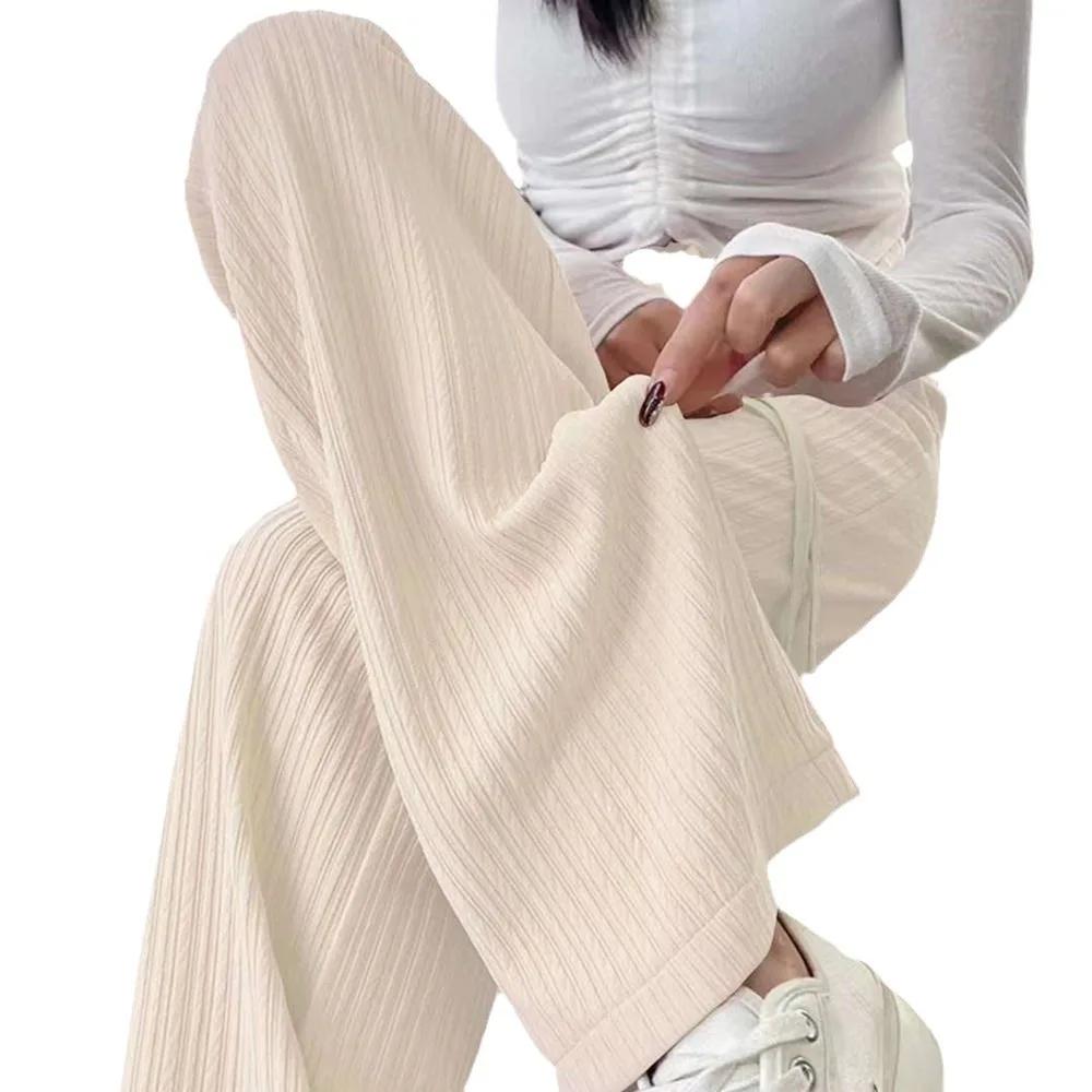 2025 été nouveau bulle lait bouffée nuage pantalon femmes taille haute drapé étroit droit pantalons