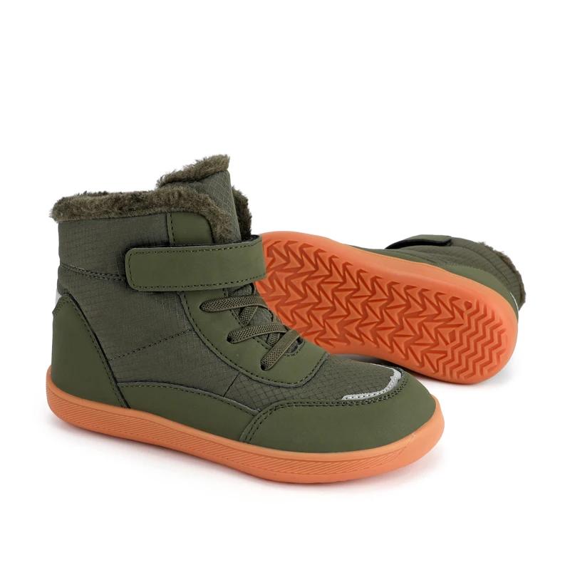 Bottes de neige pieds nus à bout large pour enfants | Baskets minimalistes d'hiver pour garçons/fi