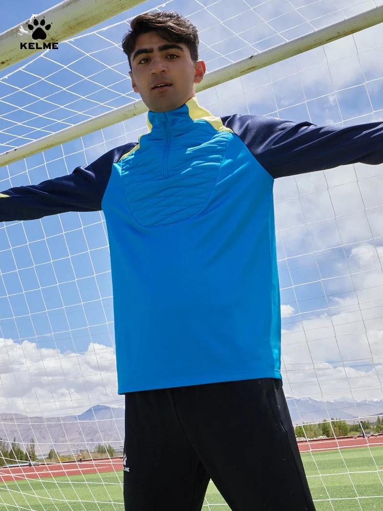 Kelme homme Football entraînement demi pull zippé matelassé sport contraste couleur pull