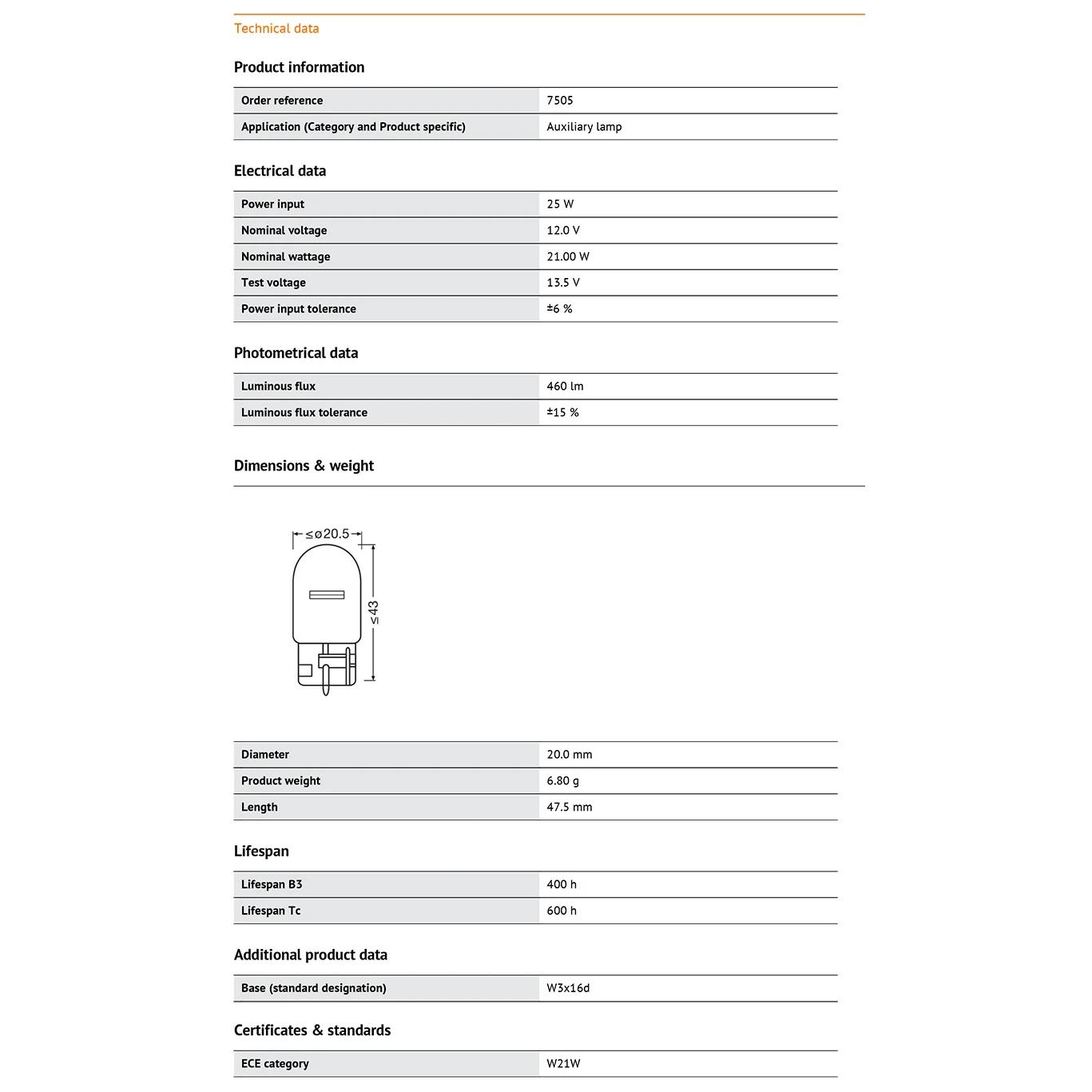 OSRAM – ampoules d'origine W21W T20 7440, clignotant, feux de stationnement et de recul, OEM, vente