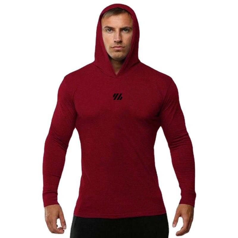 Automne coton respirant décontracté à capuche T-Shirts hommes coupe ajustée à manches longues chemis