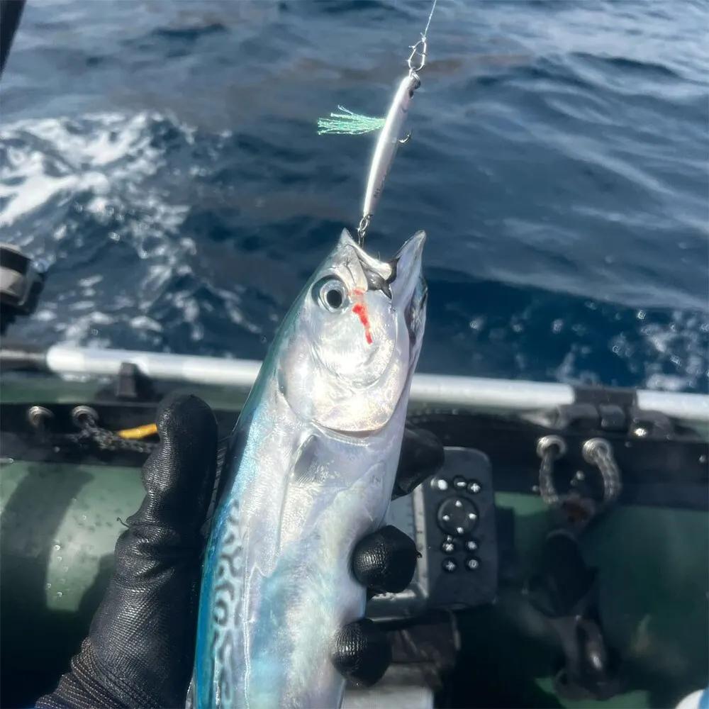 Leurre de pêche en métal avec hameçon coulé sur le rivage, appât Él, couverture laser, brochet de me
